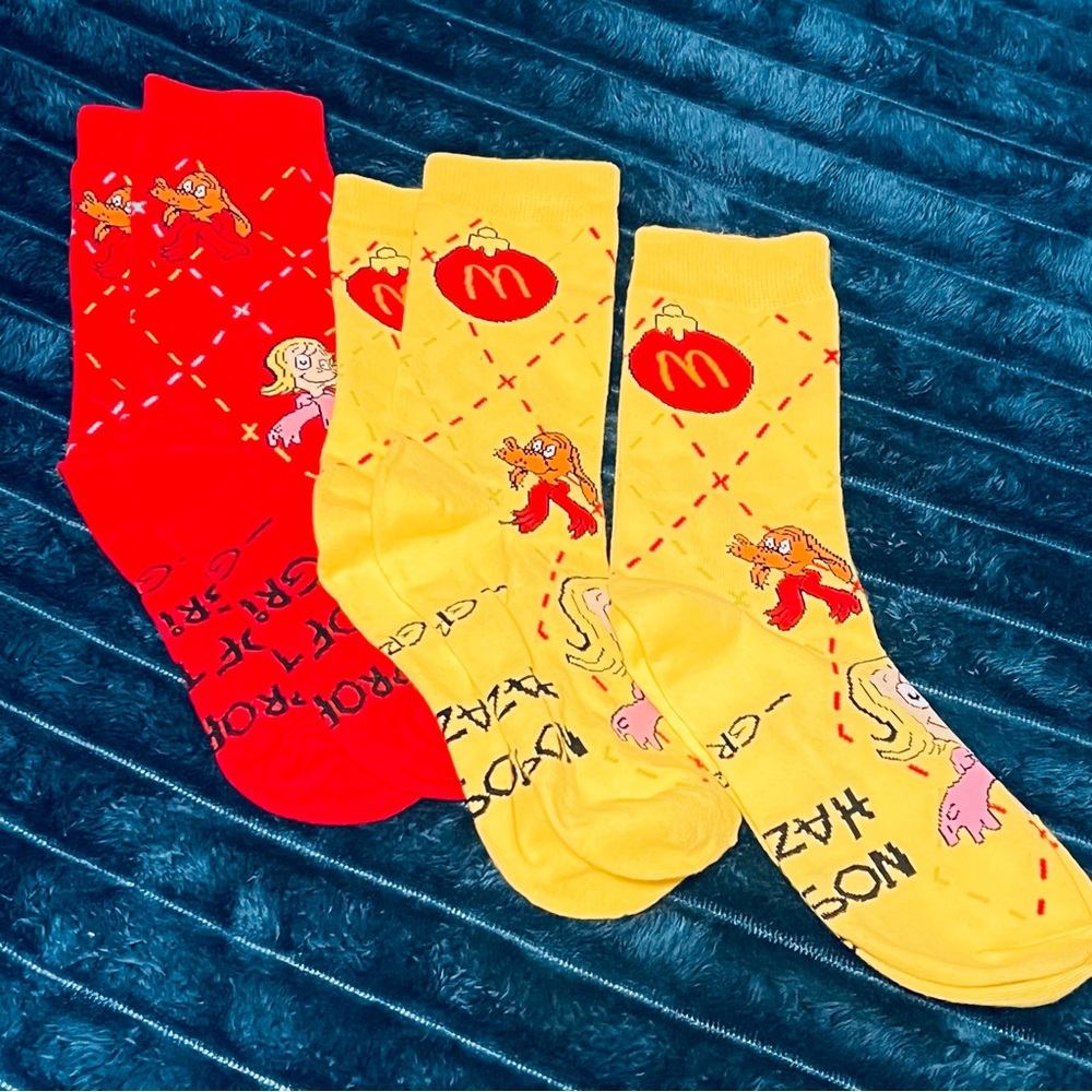 McDonald's Red and Yellow Novelty Crew Socks with Cartoon Characters 🎆